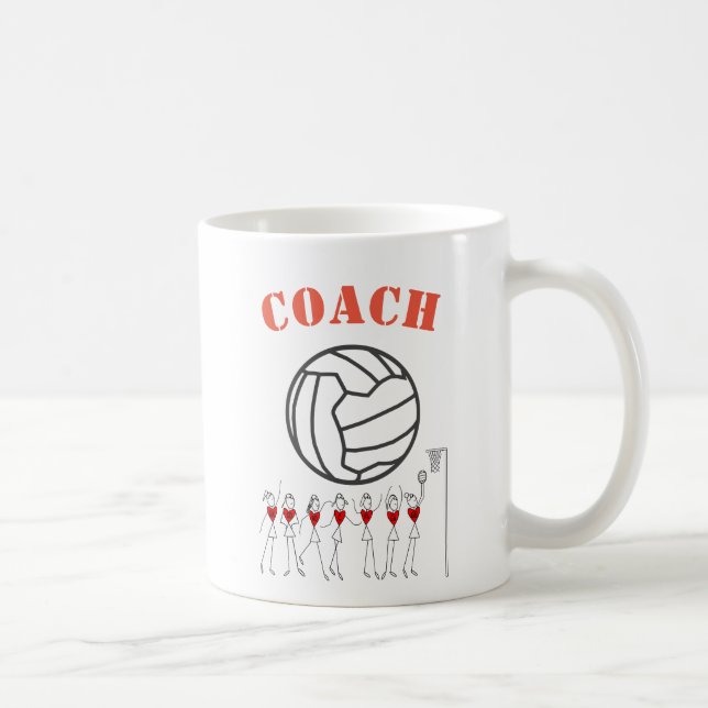 Netball Ball Themed Team Coach Coffee Mug (Right)