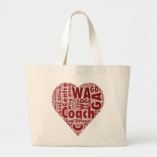 Netball Coach and Positions Heart Design Large Tote Bag