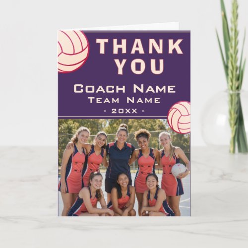 Netball Coach Team Name Photo Thank You Card