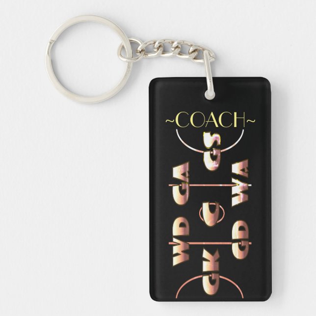 Netball Court Player Positions Personalised Keychain (Front)