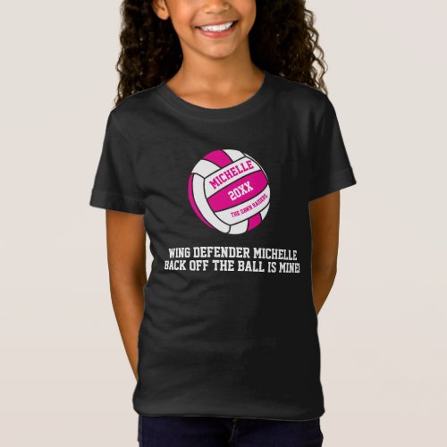 Netball pink white out wing defender girl T_Shirt