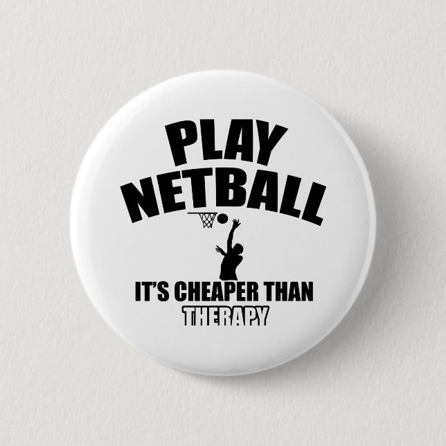 Netball player designs button (Front)