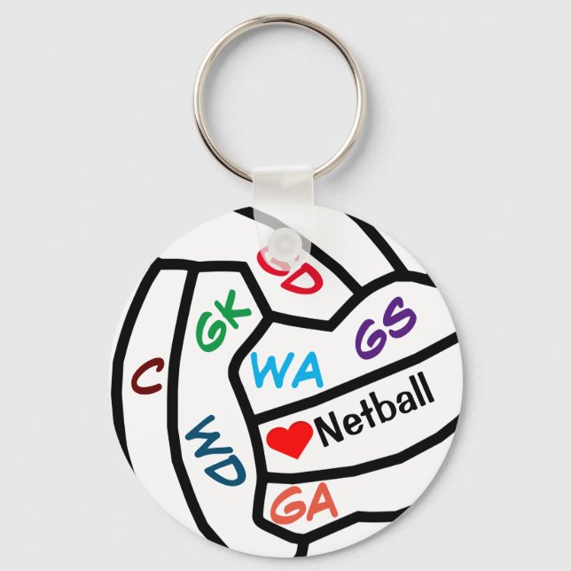 Netball Player Positions Ball Design Keyring (Front)