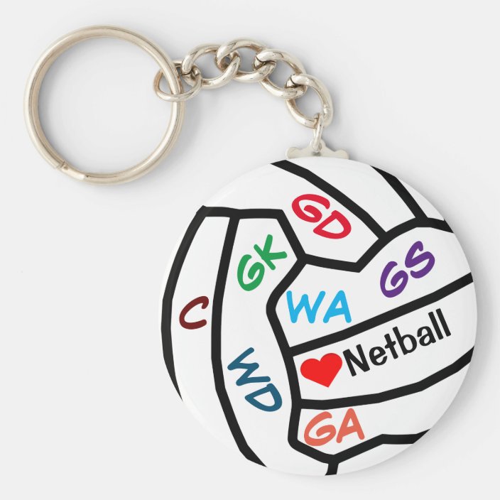 netball player positions ball design keyring