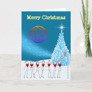 Netball Players Ball Themed Christmas Greeting Holiday Card