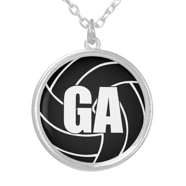 Netball Players Position, Goal Attack GA Silver Plated Necklace (Front)
