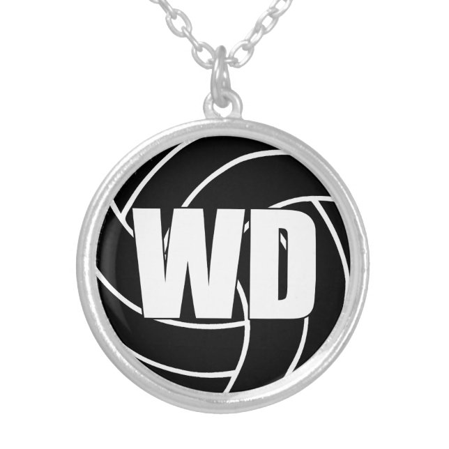 Netball Players Position, Wing Defense WD Silver Plated Necklace (Front)