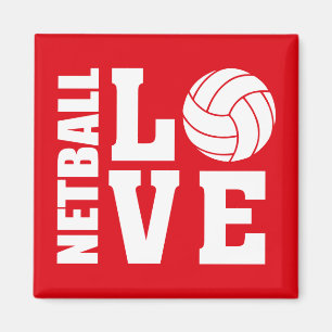 Netball Players, Red Netball Love Magnet