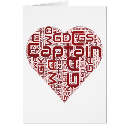 Netball Positions Heart Design Cards (Front)