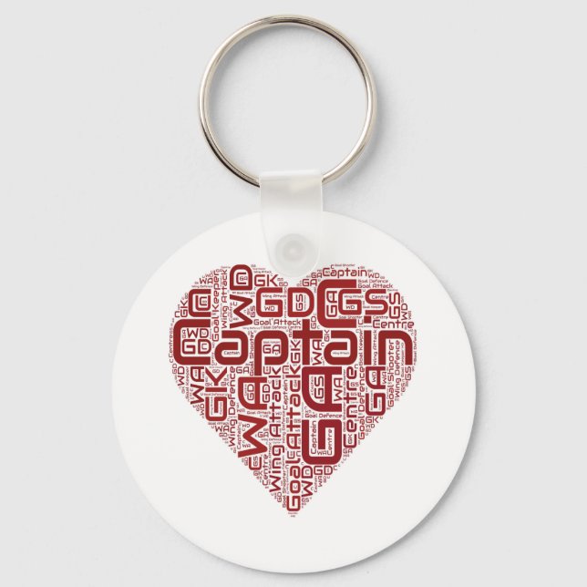 Netball Positions Heart Design Keychain (Front)