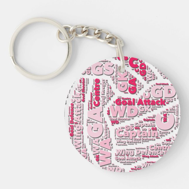 Netball Positions Typography Ball Design Keychain (Front)
