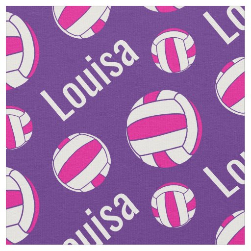 Netball purple pink name sports pattern fabric
