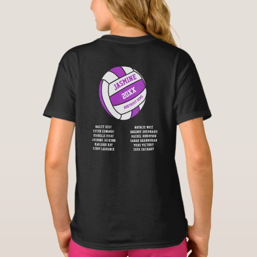 Netball purple white out team names T_Shirt