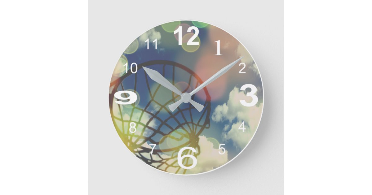 Netball Themed Picture Print Design Round Clock | Zazzle