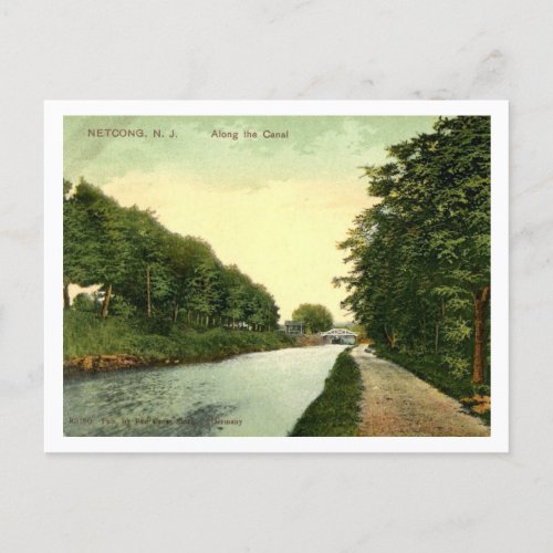 Netcong NJ Along the Morris Canal Vintage Style Postcard