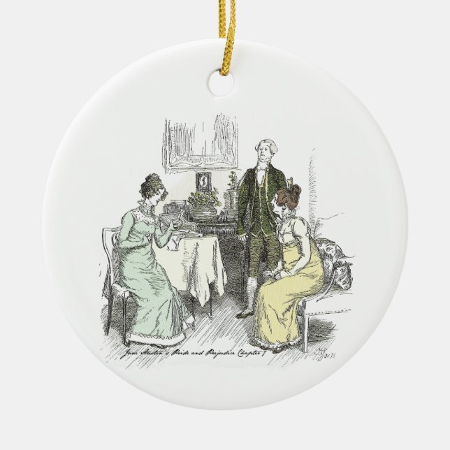 Netherfield Notes Jane Austen Pride and Prejudice Ceramic Ornament (Front)