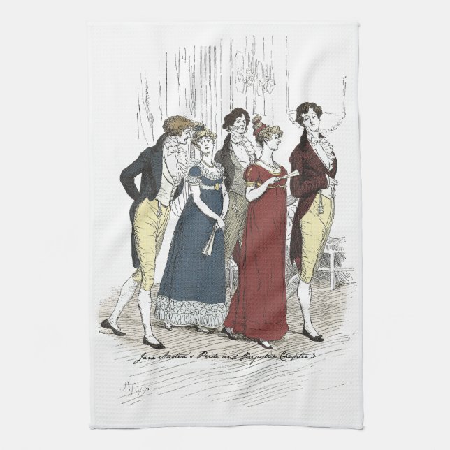 Netherfield Party Arrives - Pride & Prejudice Kitchen Towel (Vertical)