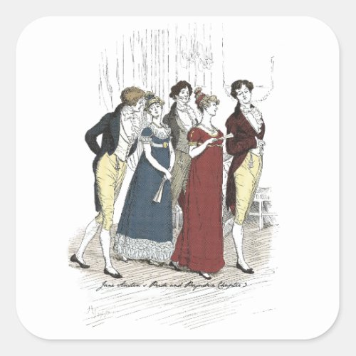 Netherfield Party Jane Austen Pride and Prejudice Square Sticker