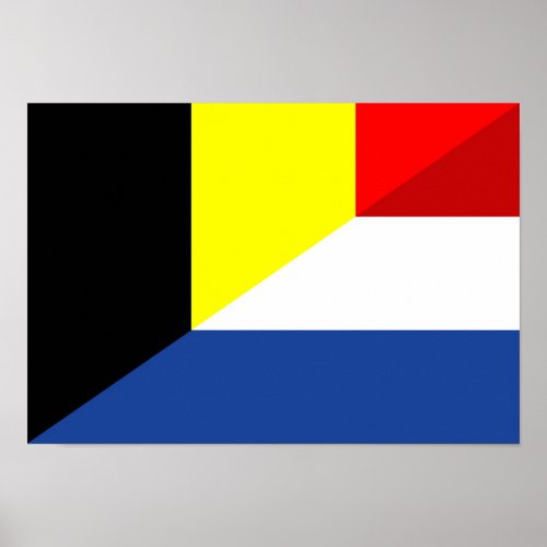 netherland belgium flag half country flag poster