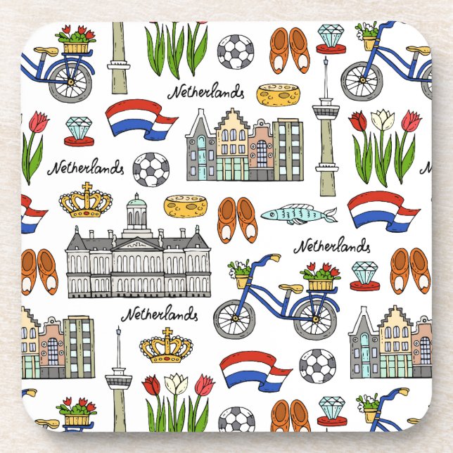 Netherland Doodle Pattern Drink Coaster (Front)