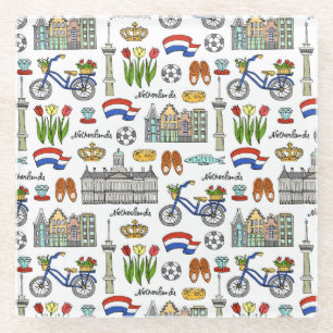 Netherland Doodle Pattern Glass Coaster