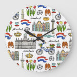 Netherland Doodle Pattern Large Clock