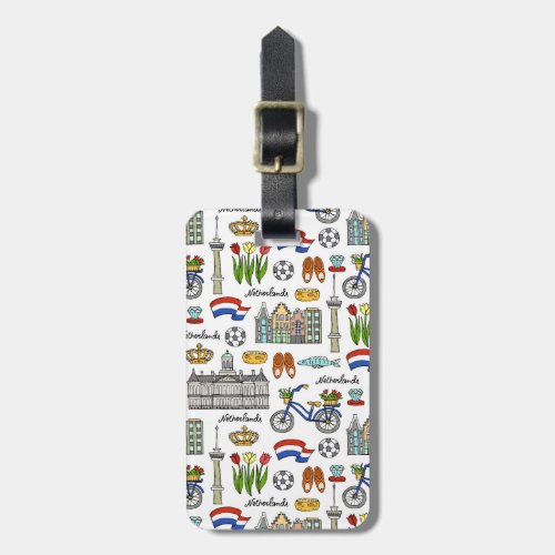 Netherland Doodle Pattern Luggage Tag