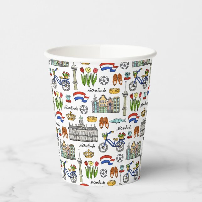 Netherland Doodle Pattern Paper Cups (Left)