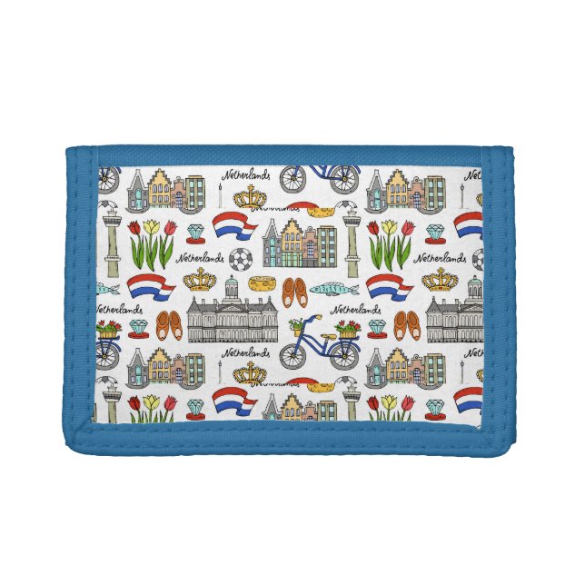 Netherland Doodle Pattern Trifold Wallet (Front)