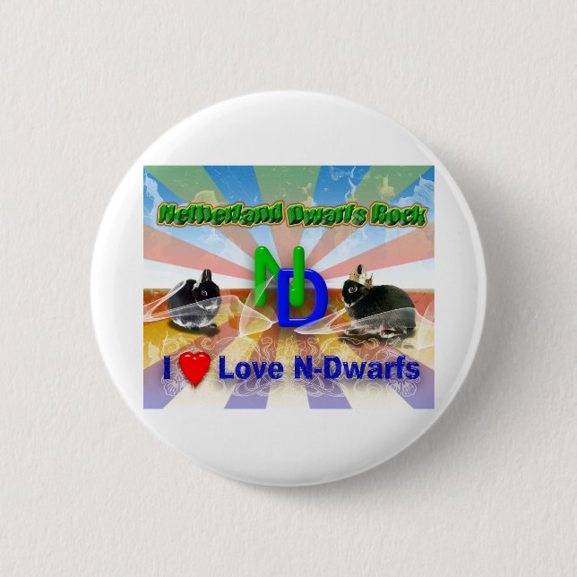 Netherland Dwarf Bunny Button (Front)