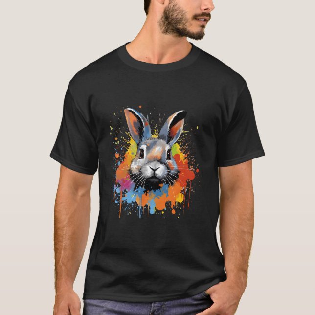 Netherland Dwarf Rabbit Colorful Splash T-Shirt (Front)