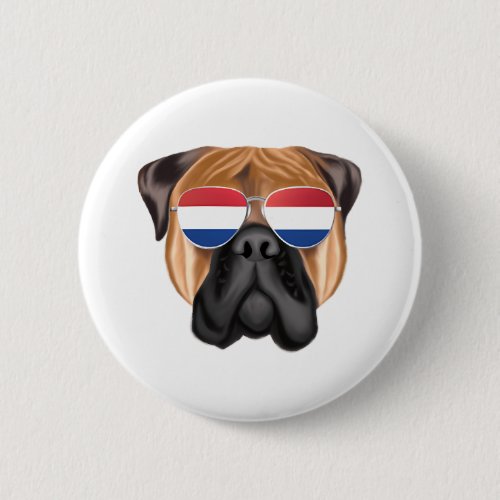 Netherland Flag Bullmastiff Dog Holland Button