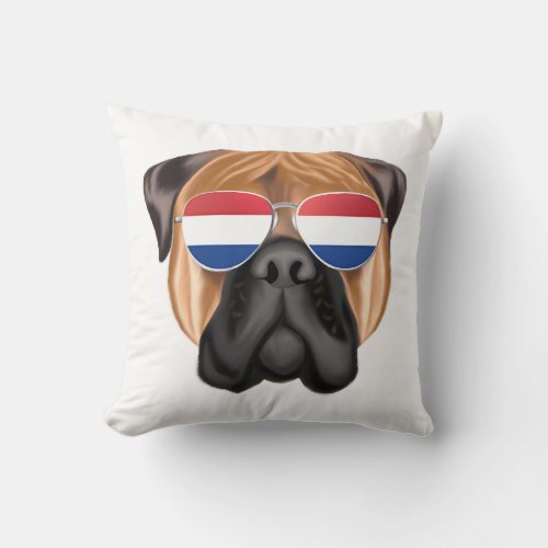 Netherland Flag Bullmastiff Dog Holland Throw Pillow