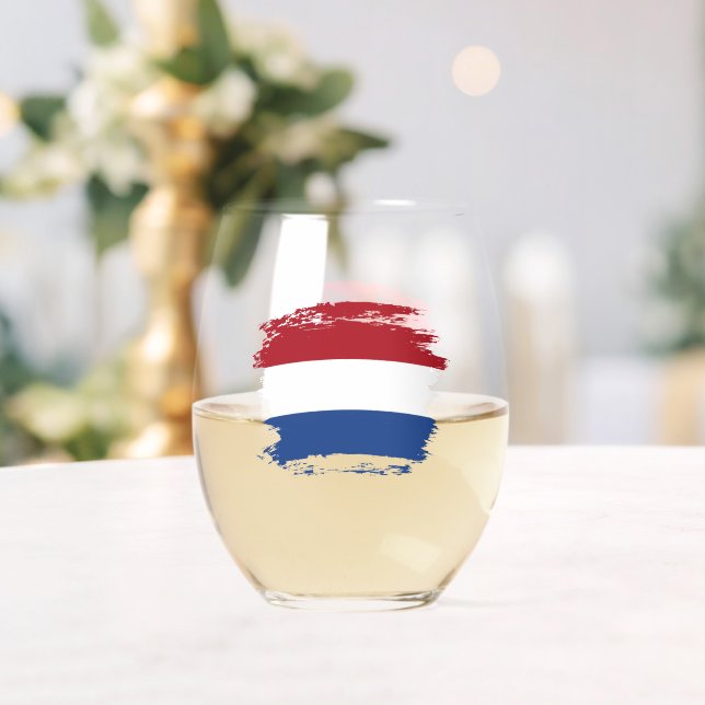 Netherland flag stemless wine glass (Insitu (Wedding))