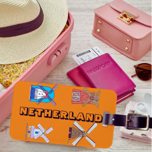 Netherland Holland Iconic Windmill Orange Travel Luggage Tag