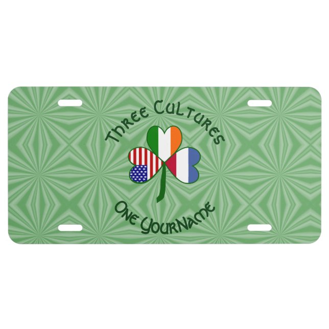 Netherlander Irish American Flags Shamrock Name License Plate (Front)