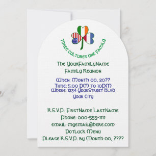 Netherlander Irish USA Shamrock Family Reunion Invitation
