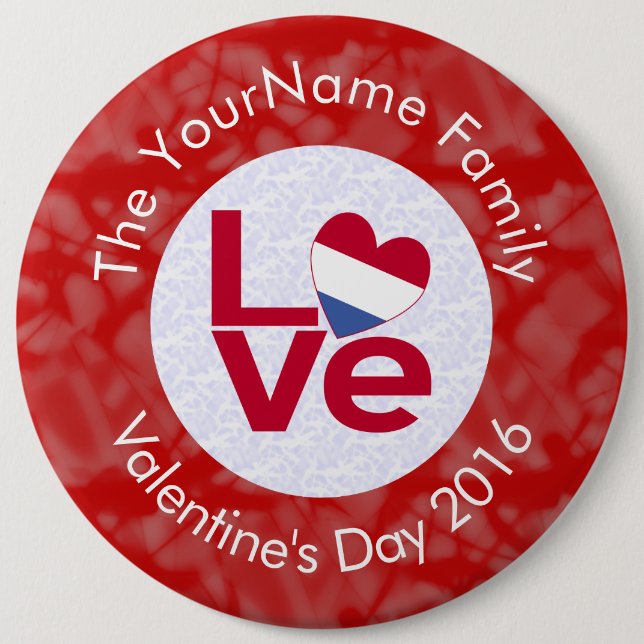 Netherlander Red LOVE Flag Personalized  Pinback Button (Front)