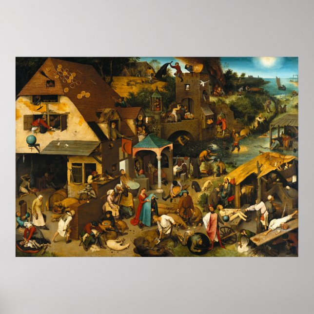Netherlandish Proverbs by Pieter Bruegel the Elder Poster (Front)