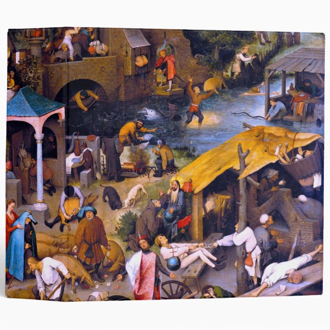 Netherlandish Proverbs, Pieter Bruegel the Elder 3 Ring Binder (Front/Spine)