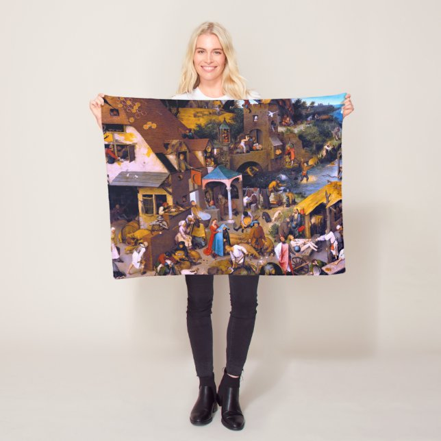 Netherlandish Proverbs, Pieter Bruegel the Elder Fleece Blanket (In Situ)