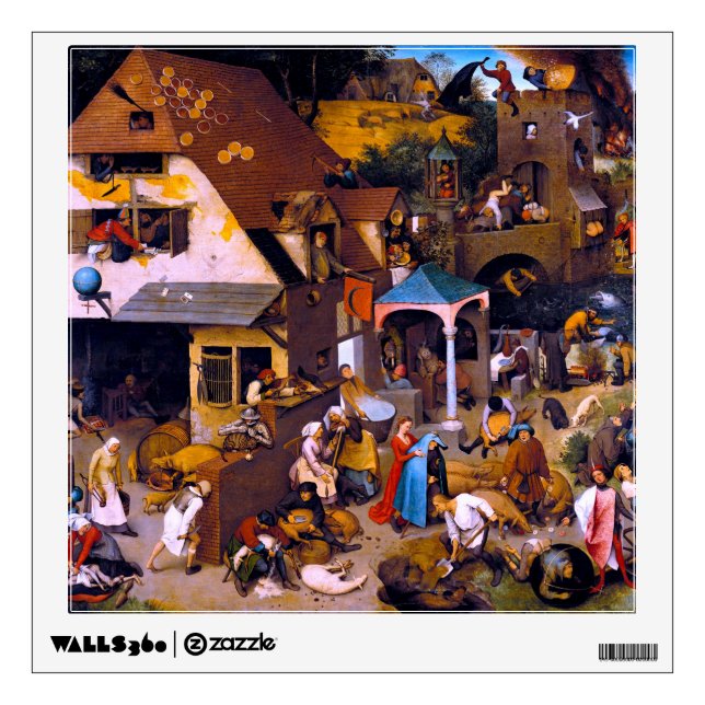 Netherlandish Proverbs, Pieter Bruegel the Elder Wall Decal (Front)