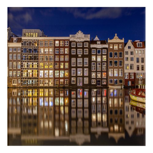 Netherlands Acrylic Wall Art Amsterdam Night Photo