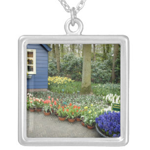 Netherlands aka Holland), Lisse. Keukenhof 11 Silver Plated Necklace