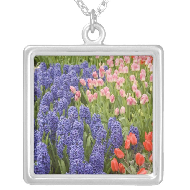 Netherlands aka Holland), Lisse. Keukenhof 2 Silver Plated Necklace (Front)