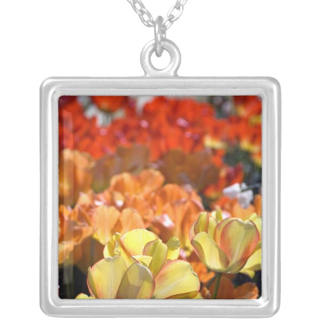 Netherlands aka Holland), Lisse. Keukenhof Silver Plated Necklace (Front)