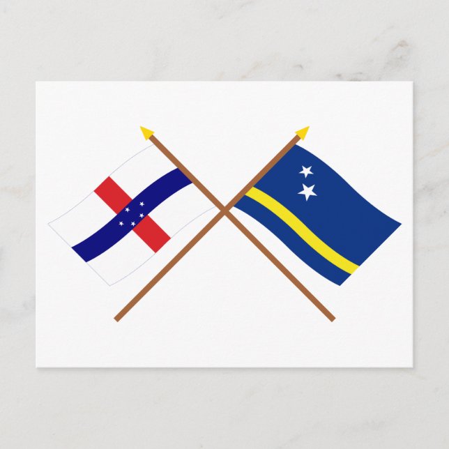 Netherlands Antilles and Curacao Crossed Flags Postcard (Front)