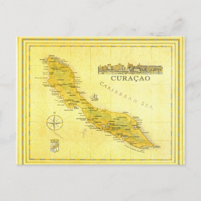 Netherlands Antilles, Curacao Map (Paper) Postcard (Front)