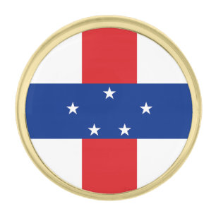 Netherlands Antilles Flag Gold Finish Lapel Pin
