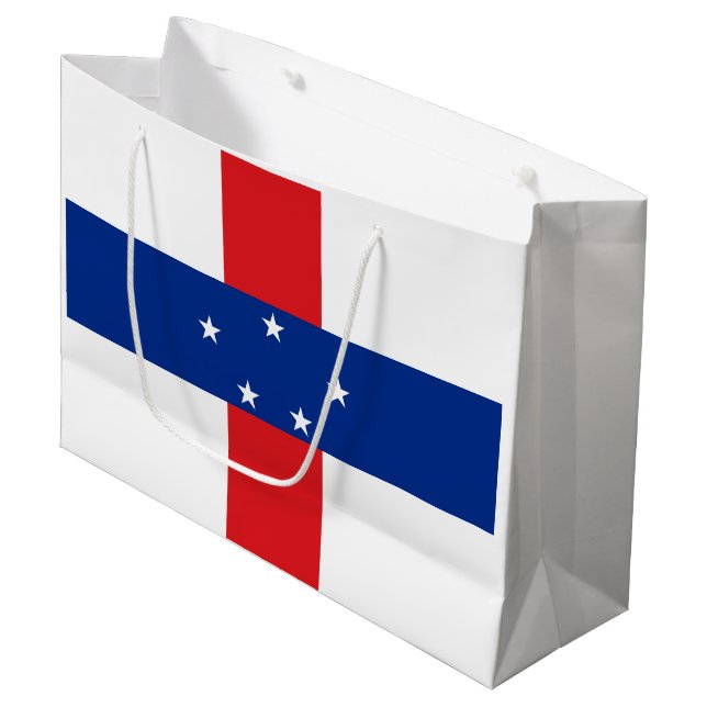 Netherlands Antilles Flag Large Gift Bag (Front Angled)